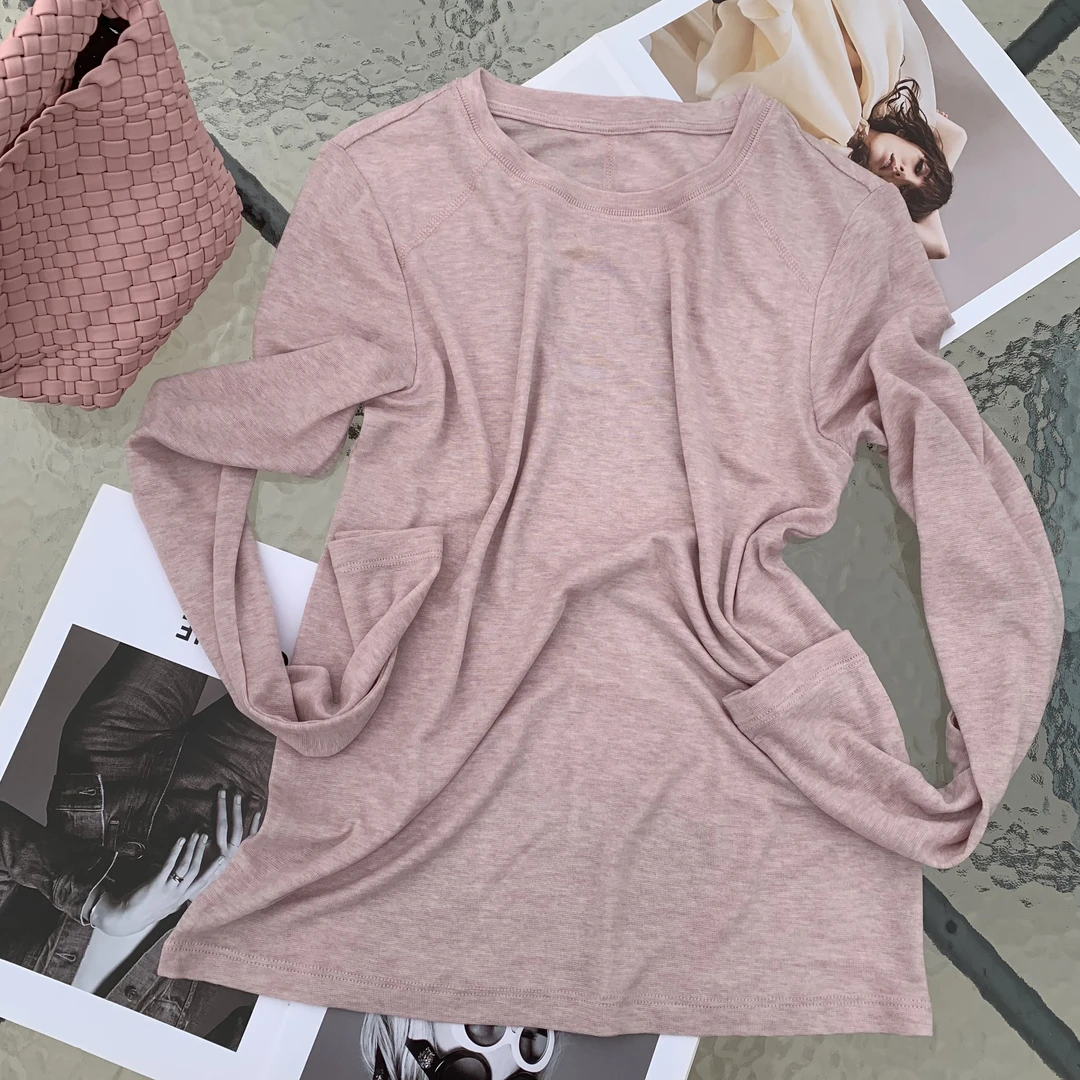 YiPo‘er. Studio夏季薄款显瘦百搭圆领长袖打底衫纯色T恤T2016