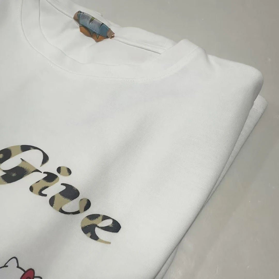 4316号#0918#夏款宽松韩版小猫字母印花休闲百搭短袖T恤