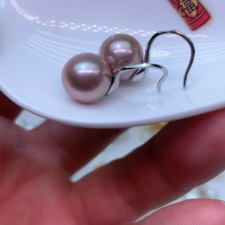 银S925镶嵌耳饰淡水珍珠