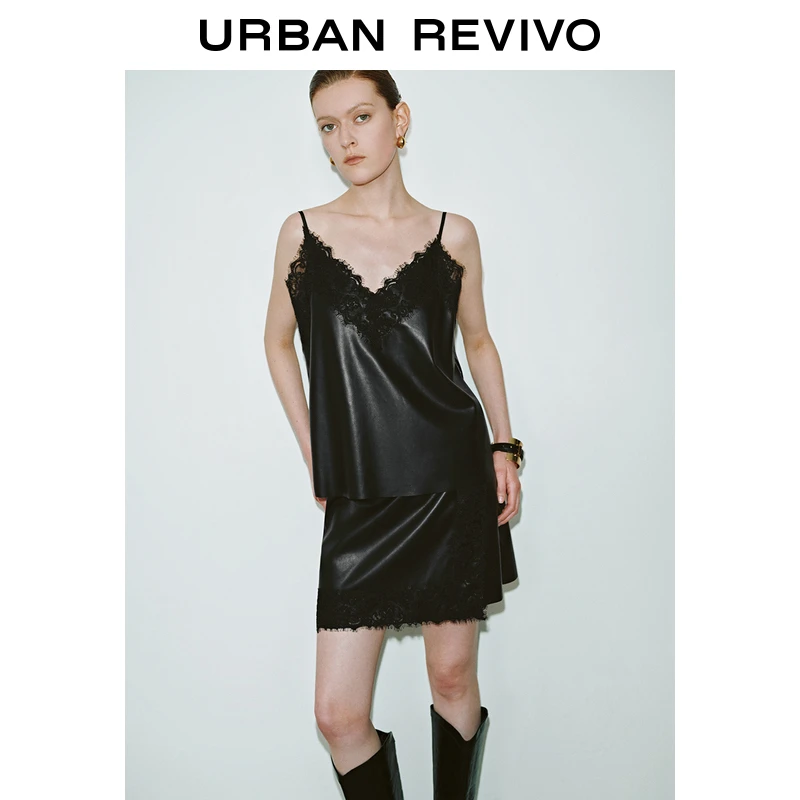 UR2025春季新款女装欧若风复古氛围感蕾丝花边吊带衫UWG250028