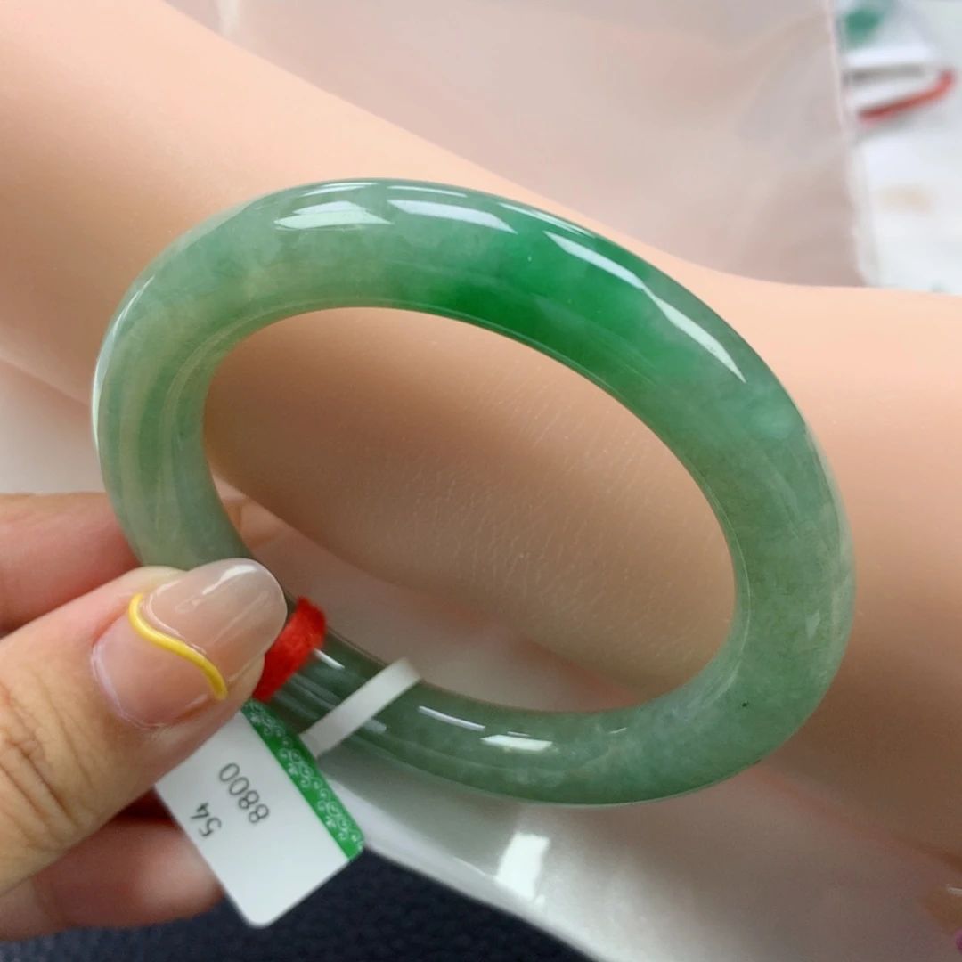 翡翠手镯未镶嵌缅甸天然翡翠手镯A货54圆