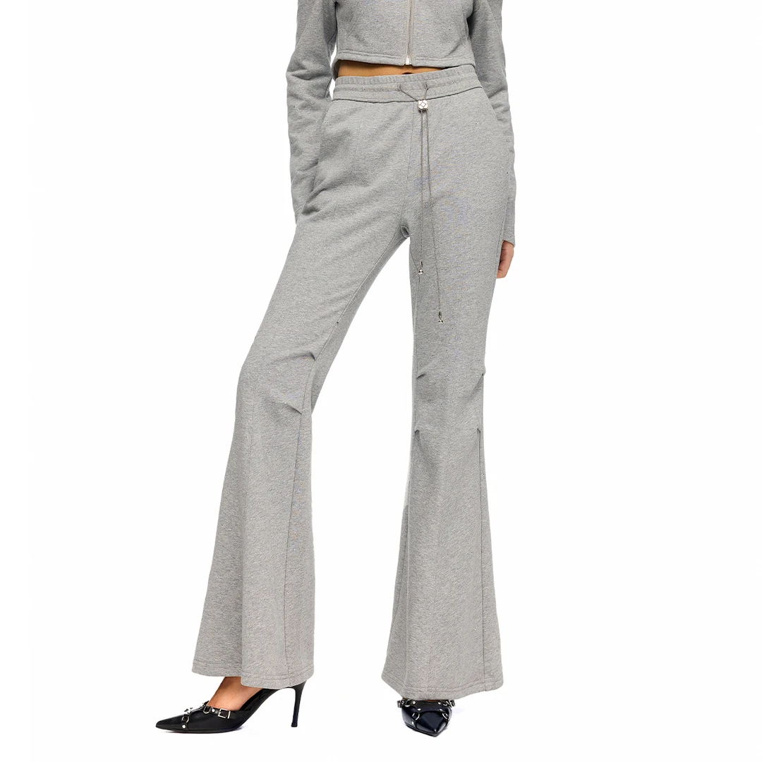 ITIB OHLABOY联名款 松紧喇叭卫裤中腰女阔腿裤I243XWOHL0931