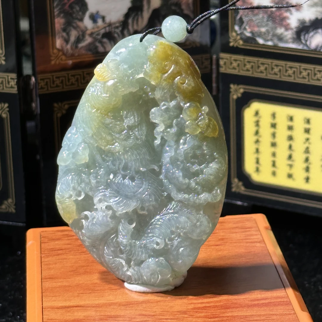 6162-天然翡翠-凤凰牡丹牌