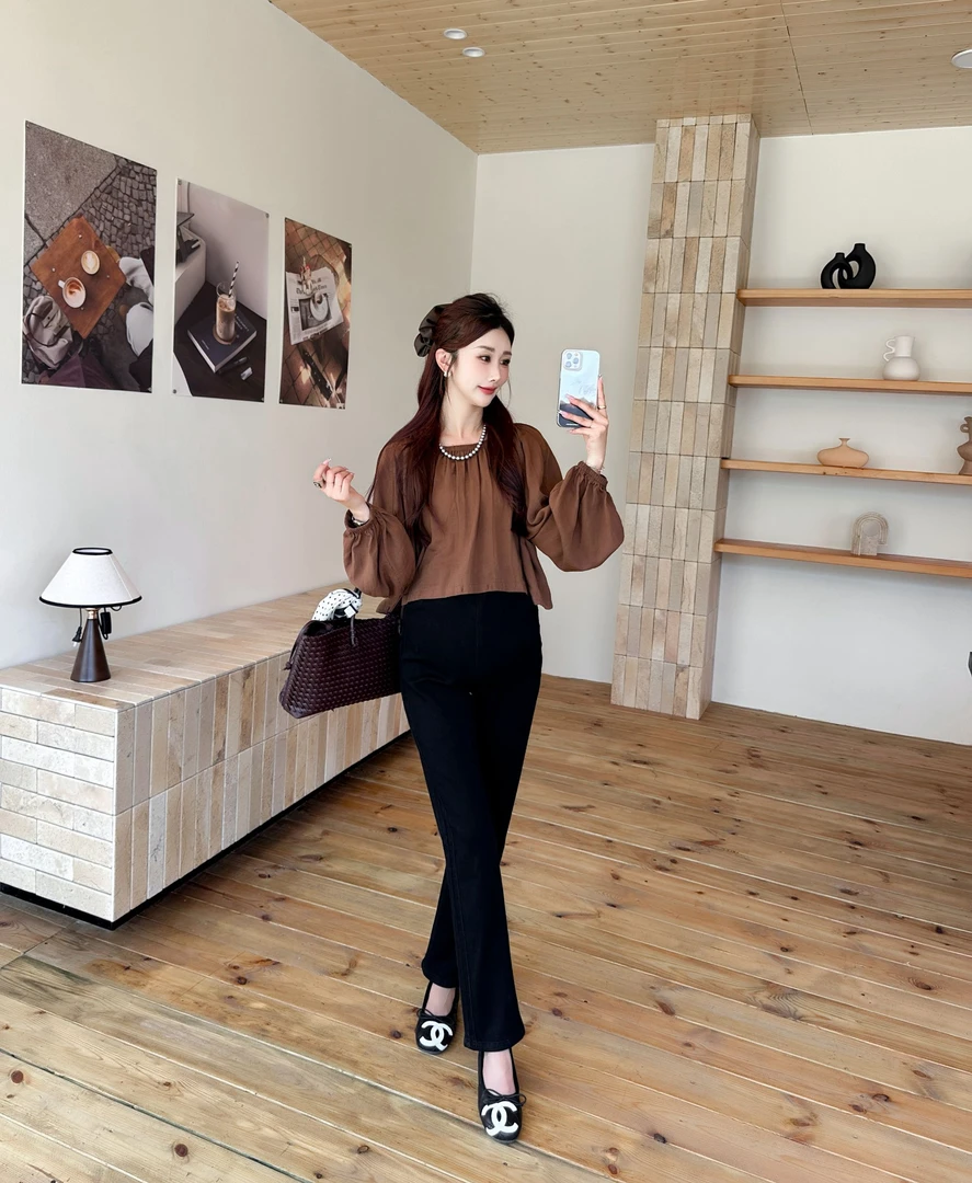 孕妇新款牛仔裤烟管牛仔显瘦舒适气质