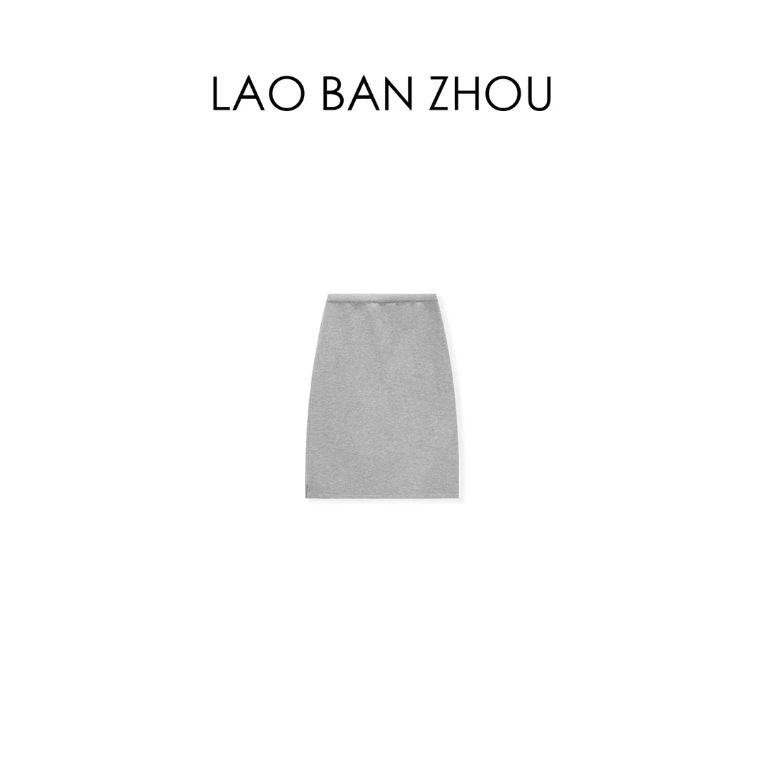 【老板周】舒适休闲 极简短版腰头抽绳设计宽松半身裙