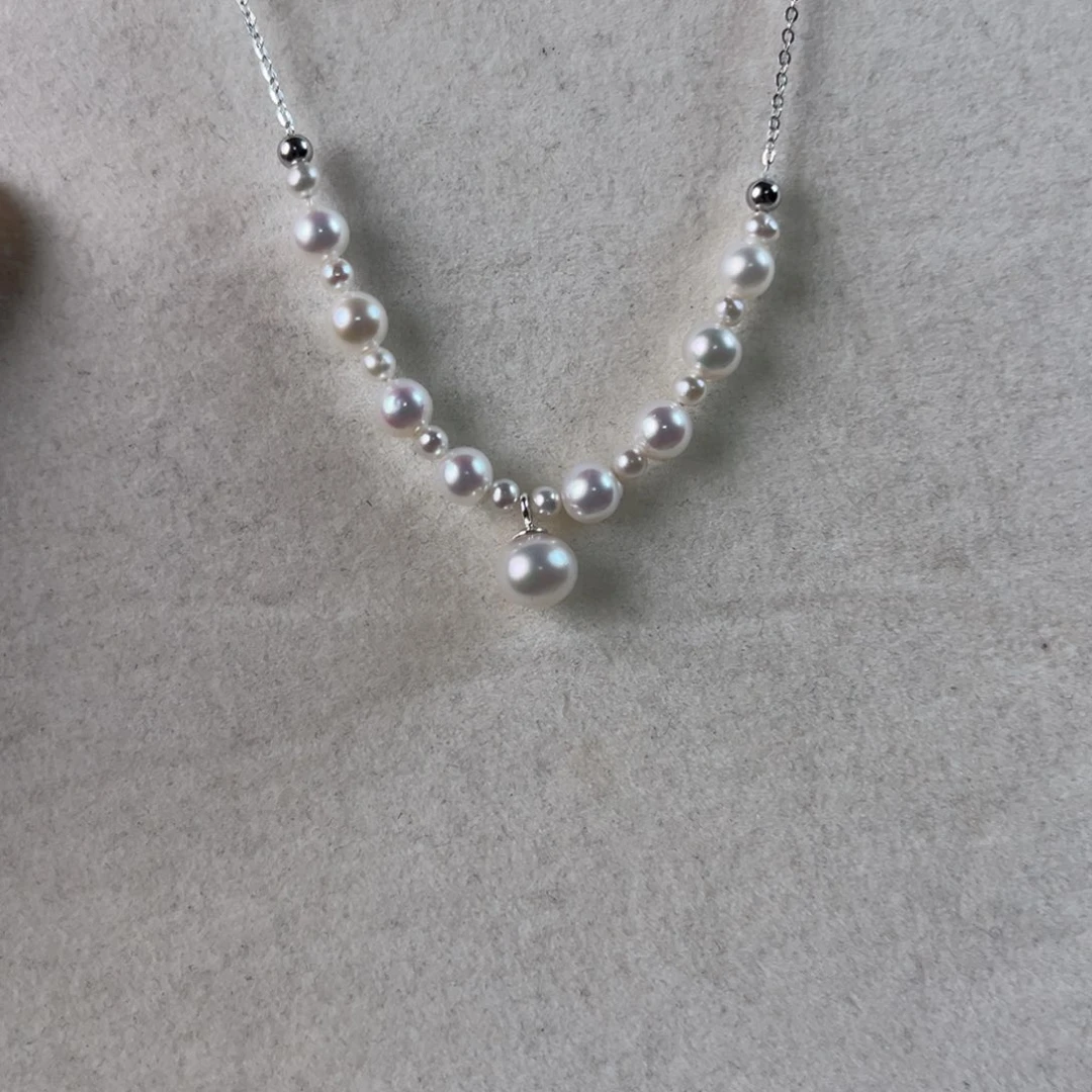 淡水珍珠银S925镶嵌颈饰