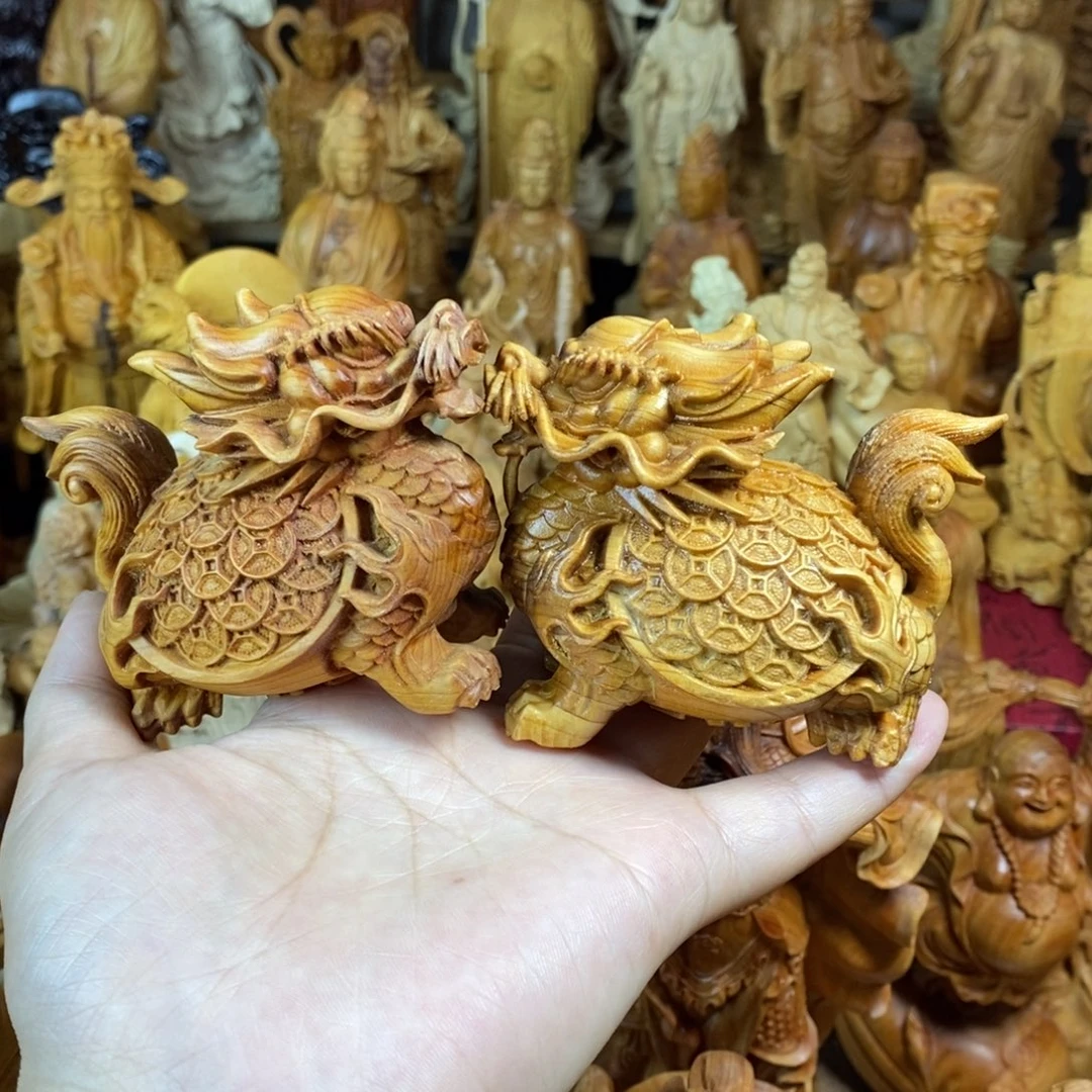 木微瑕崖柏8龙龟摆件