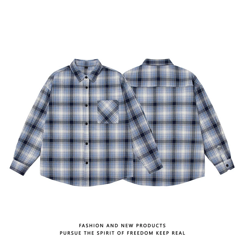 定制面料纯棉格子衬衫男 GC40