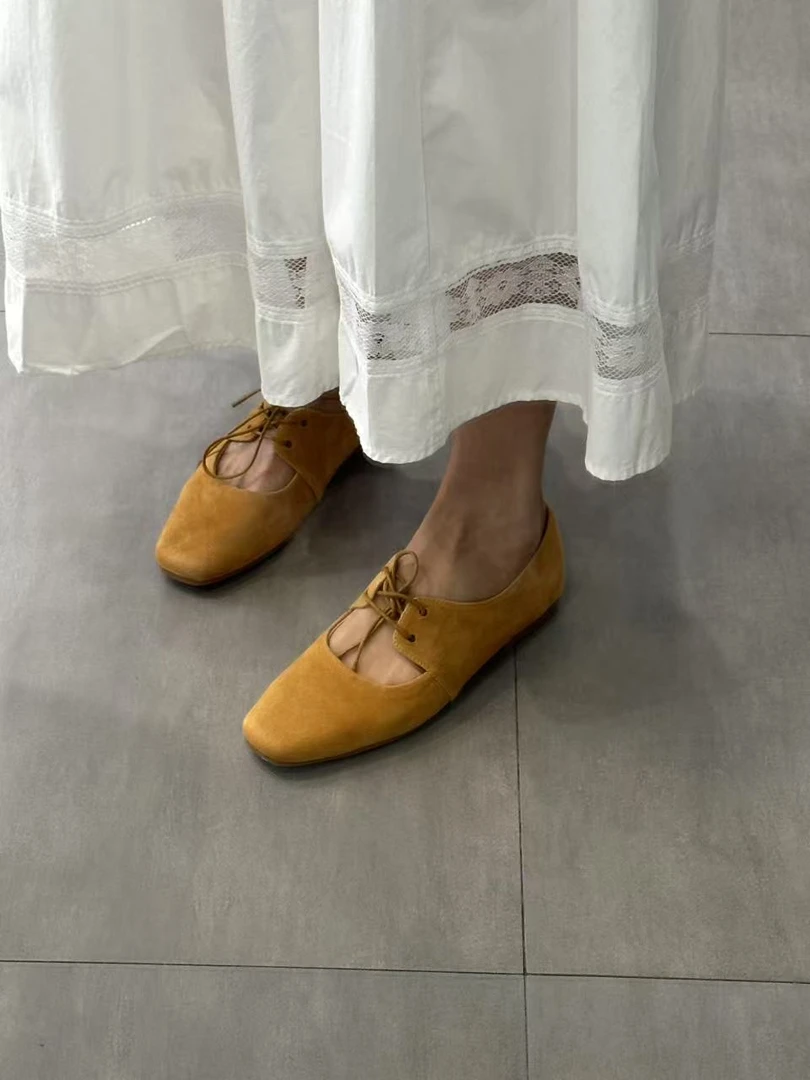 【芭蕾舞鞋】法式浅口方头平底鞋