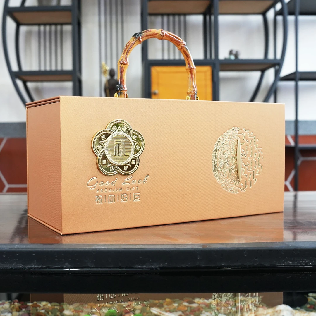 武夷山大红袍岩茶香槟金高档竹节手提礼盒装