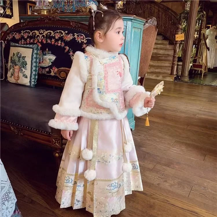 套装女女孩民族2025汉服秋冬中国风冬款宝宝2026