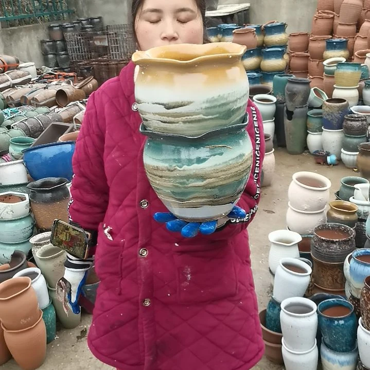 红陶口20高18两个盆瑕疵