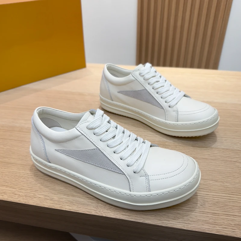 高端轻奢头层牛皮厚底小白鞋早秋新款增高百搭透气时尚休闲男板鞋