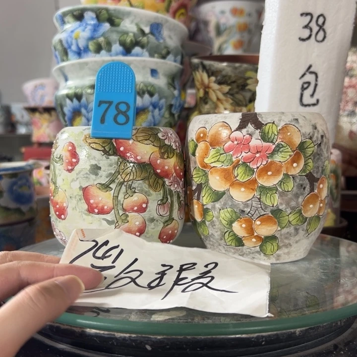 景德镇手绘花盆满38包邮偏远地区除外
