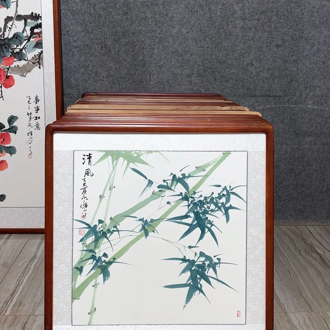 国画书画作品带框63×63