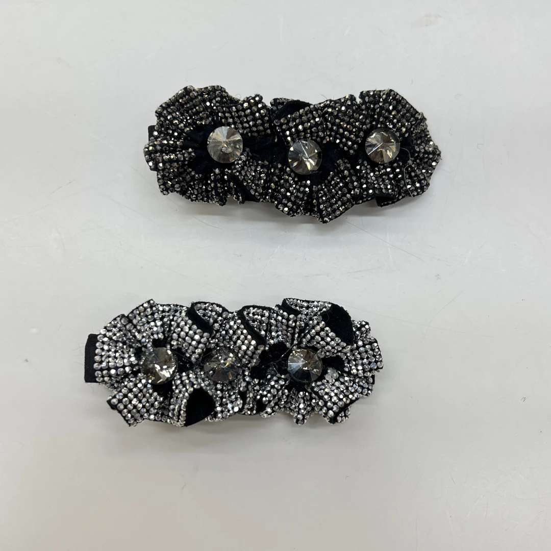 赫本风立体木耳边发夹黑色韩国ins简约侧边前额刘海发夹（一个）