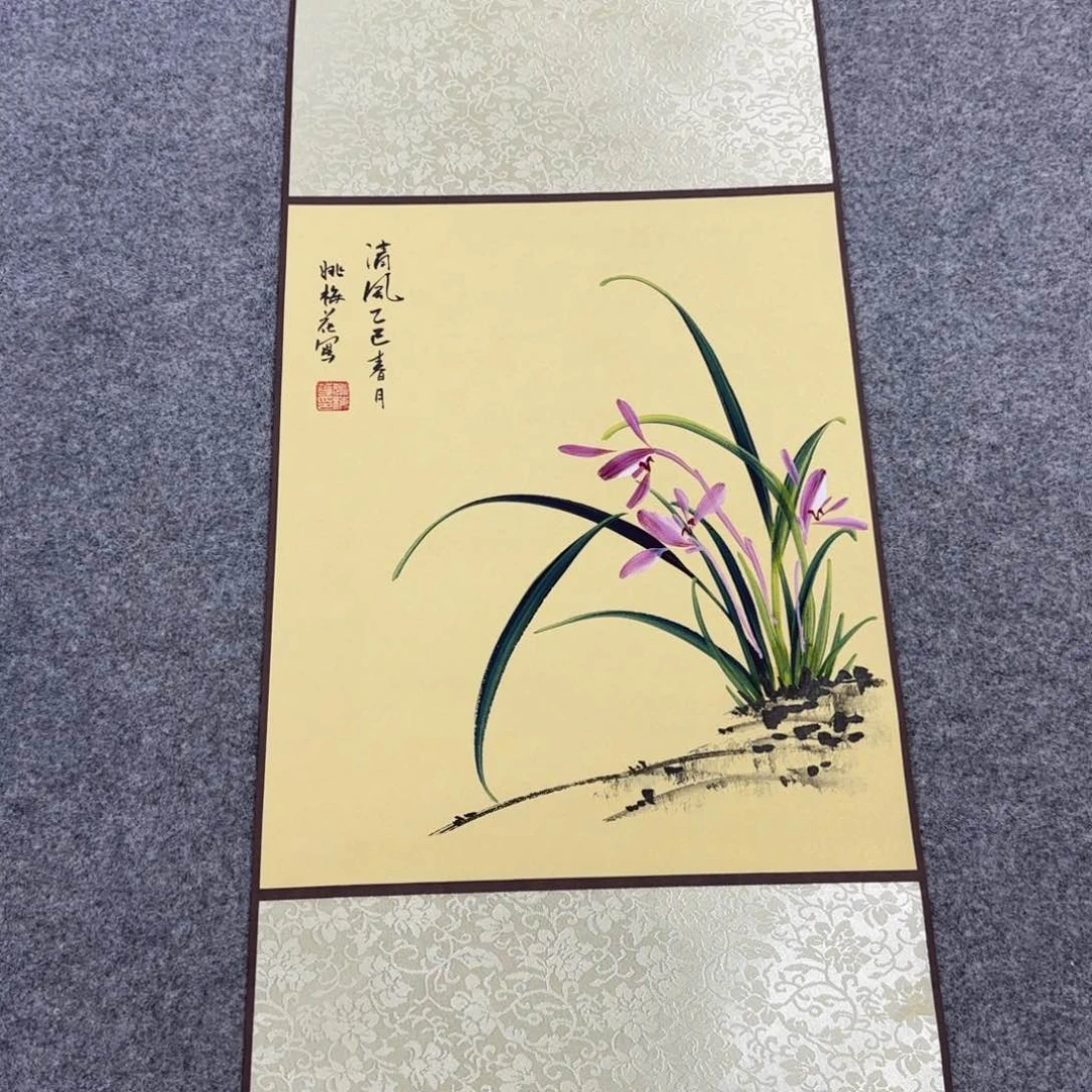 国画一笔两色立体兰花