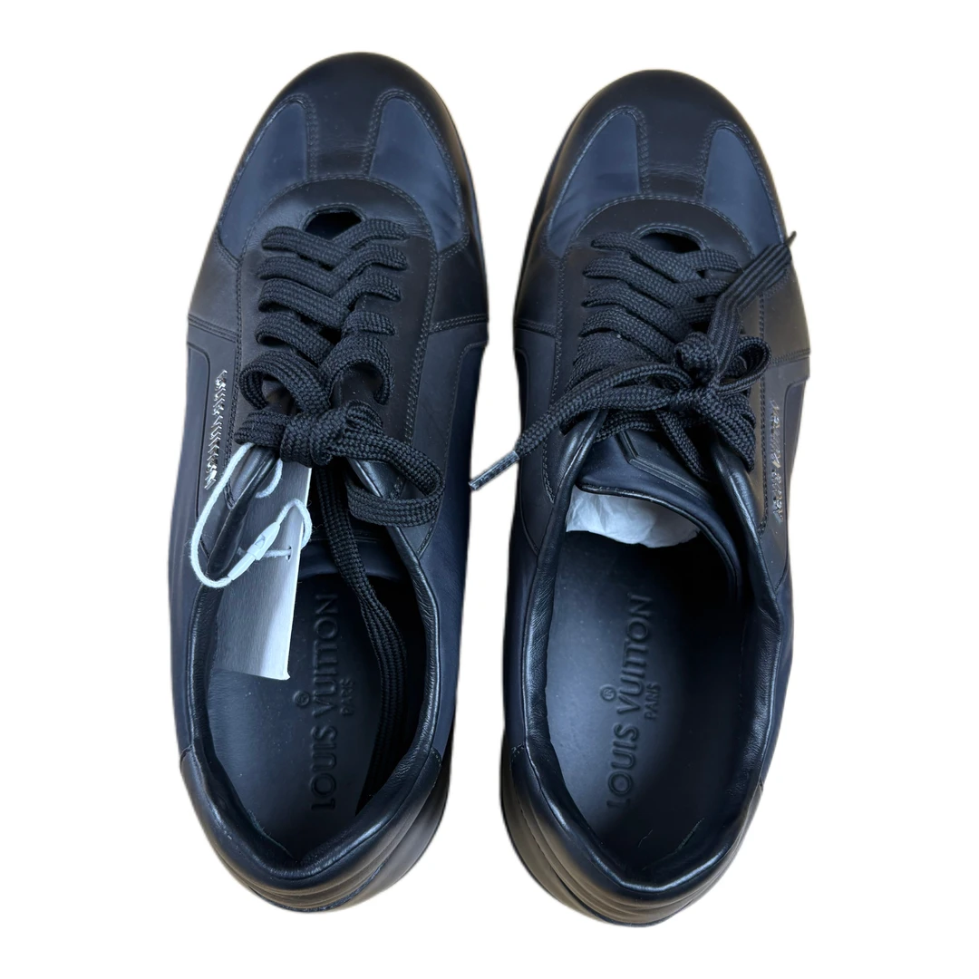 95新 GUCCI/古驰 黑色网面拼接皮革休闲板鞋舒适百搭潮流鞋款