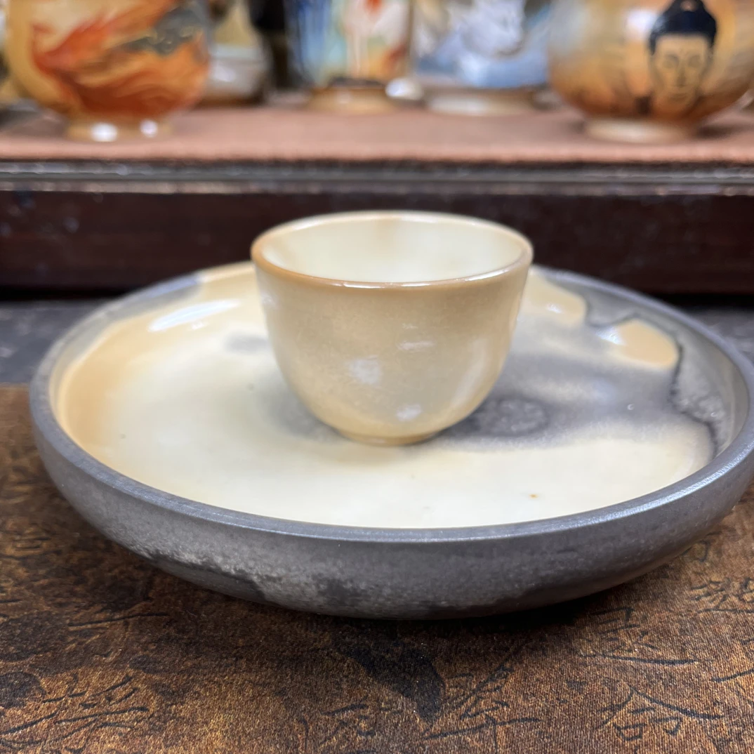 沁墨柴烧手工中白泥主人杯