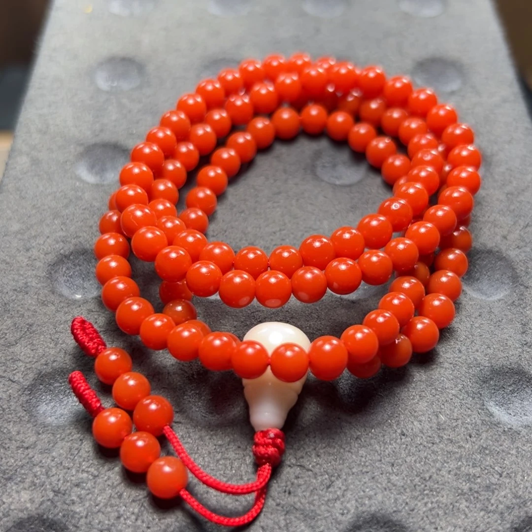 南红玛瑙杨柳冷水河料多圈尺寸5.5m m未镶嵌