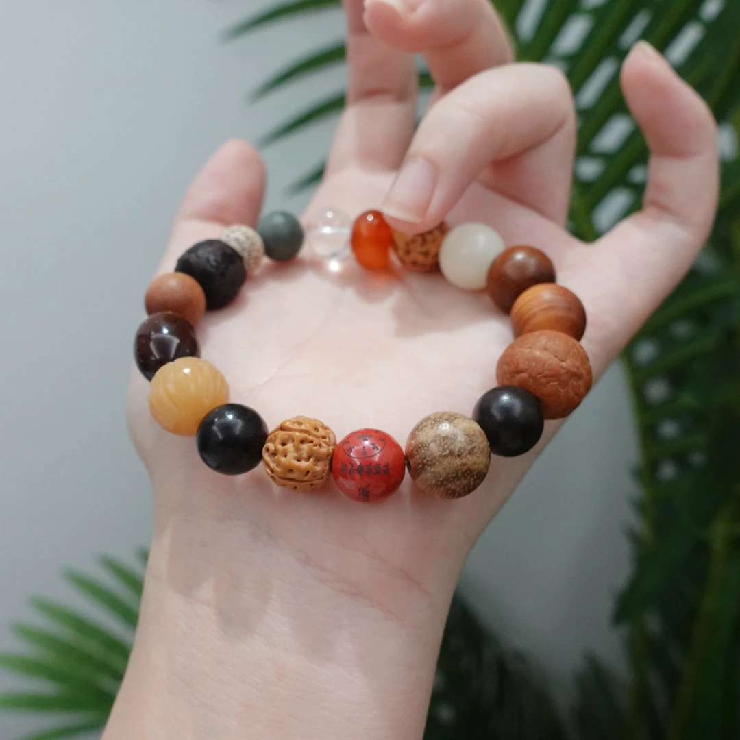 非金属木质手链 【多宝】文玩十八籽文玩串珠手链手持个性礼物D47