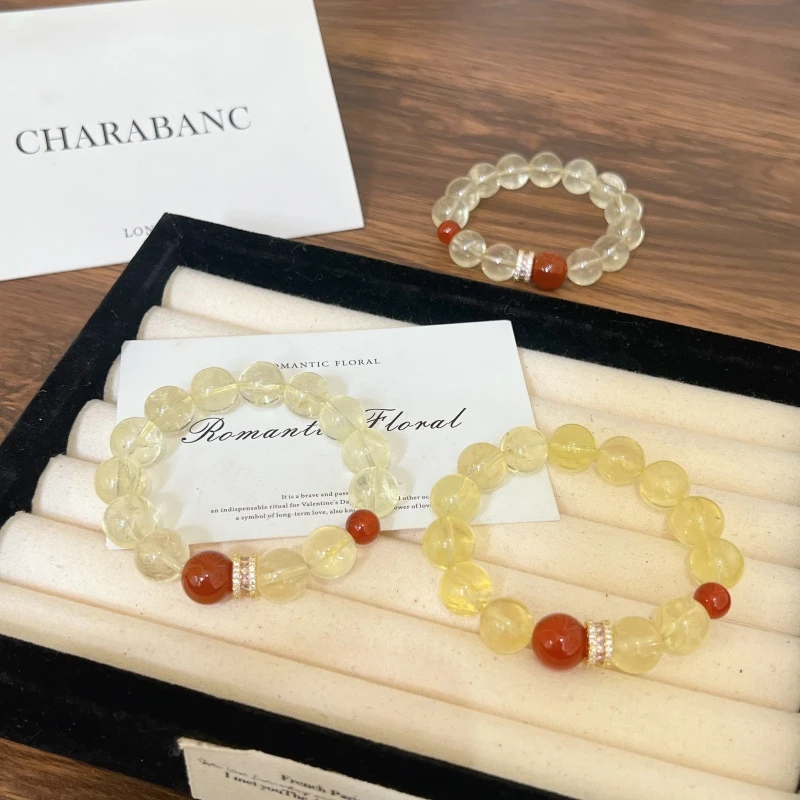 X1646[半眠公主]黄水晶红玛瑙手链高端轻奢手串多样性发一