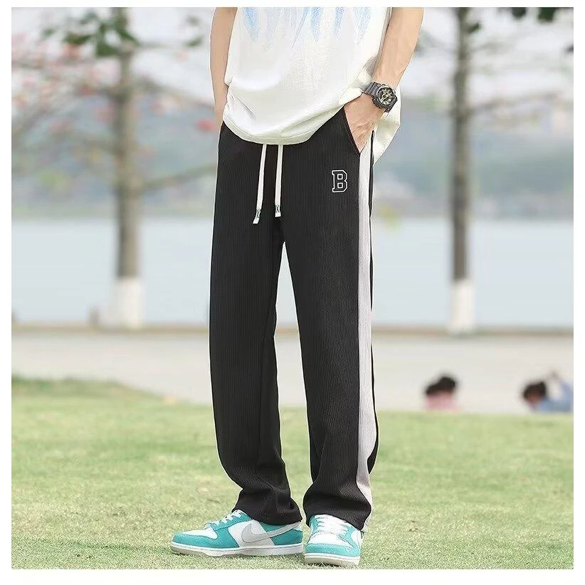 B1009夏季薄款裤子男高街潮ins潮牌直筒休闲长裤2025年潮
