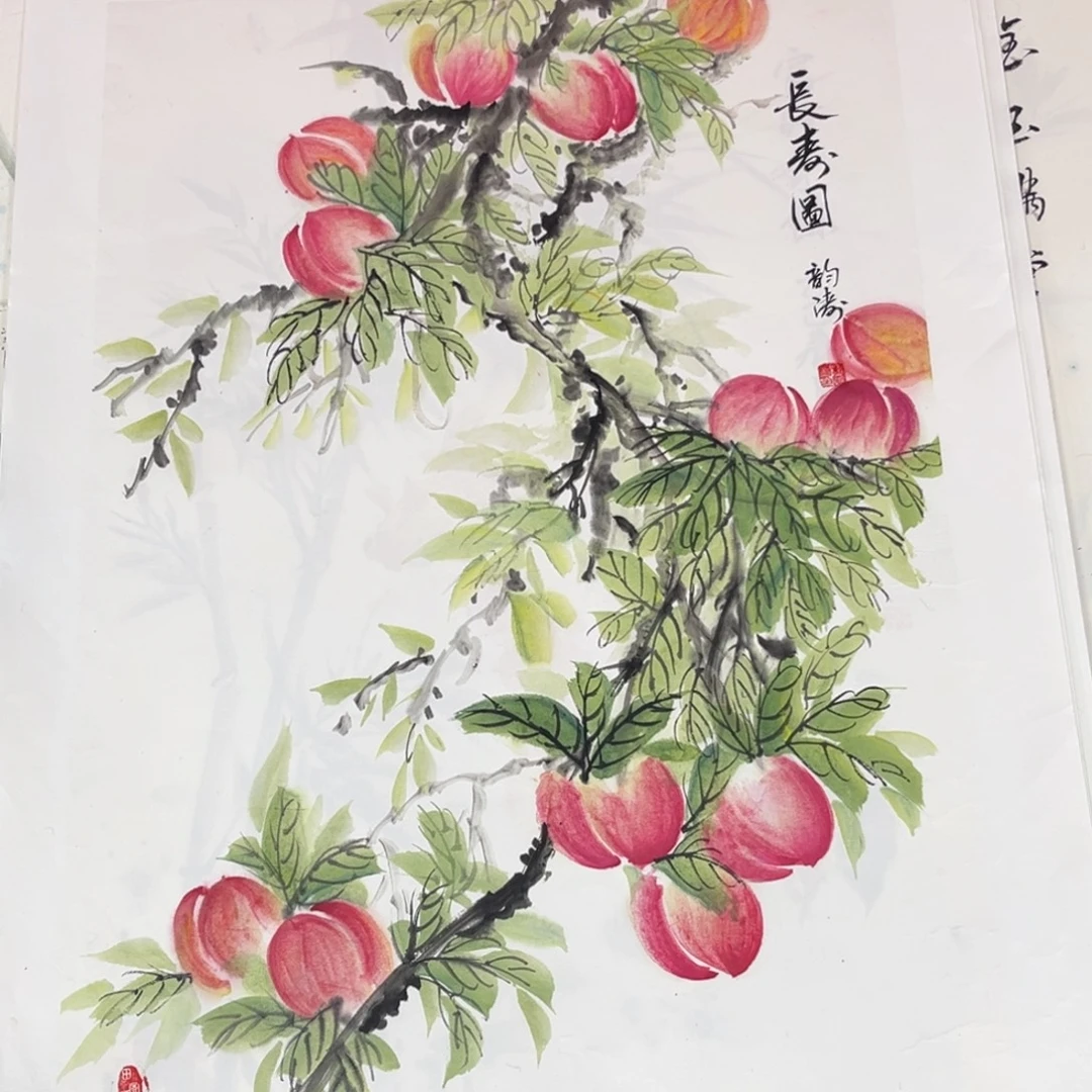 国画四尺三开花鸟