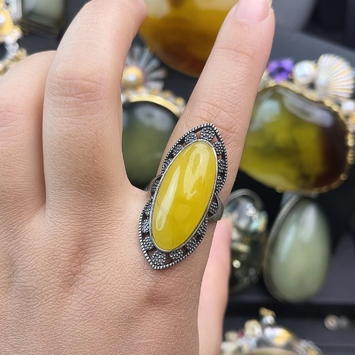 琥珀银S925镶嵌裸石