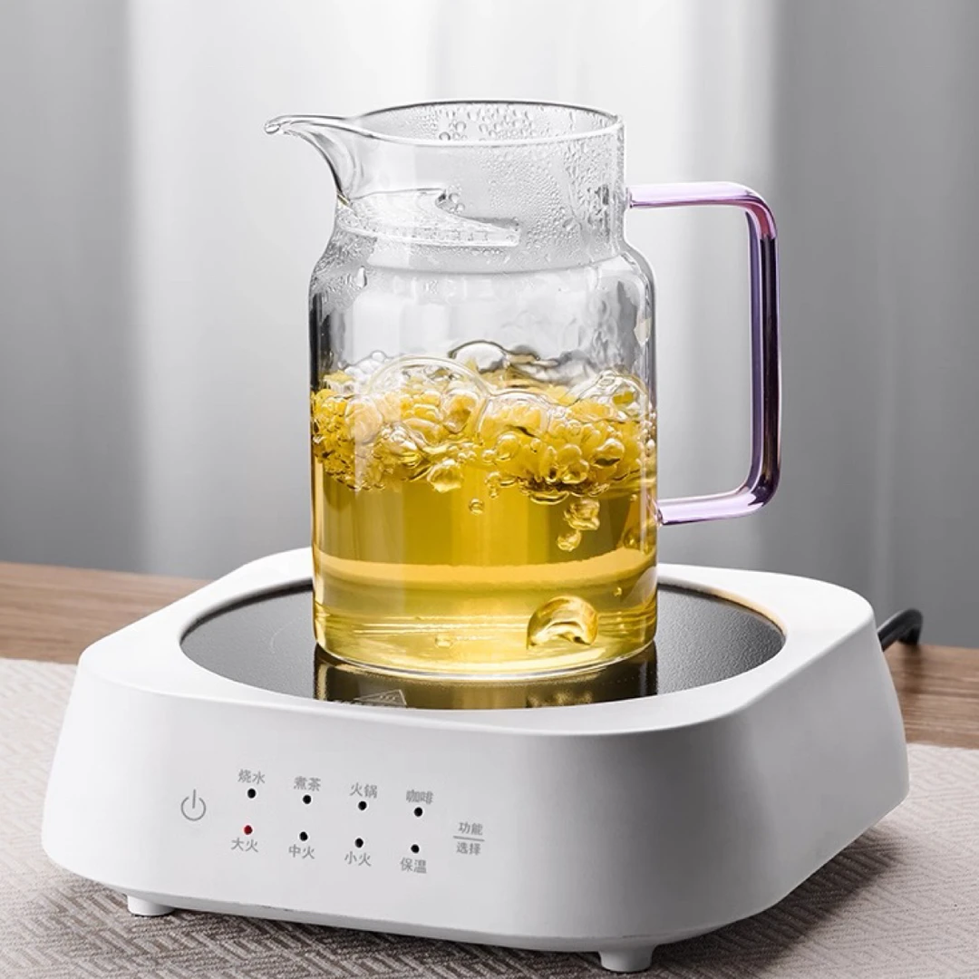 高硼硅玻璃新款大容量一体月牙杯紫色把手分茶器茶海