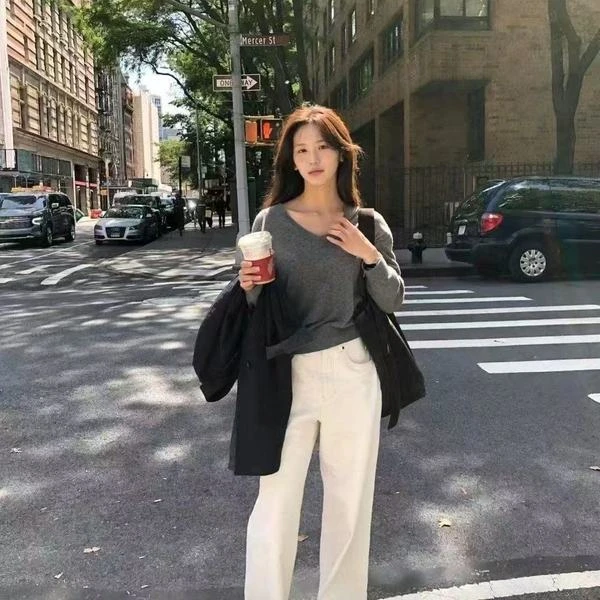 小雅姐姐 【白牛】春季新款高腰宽松百搭阔腿裤IL99