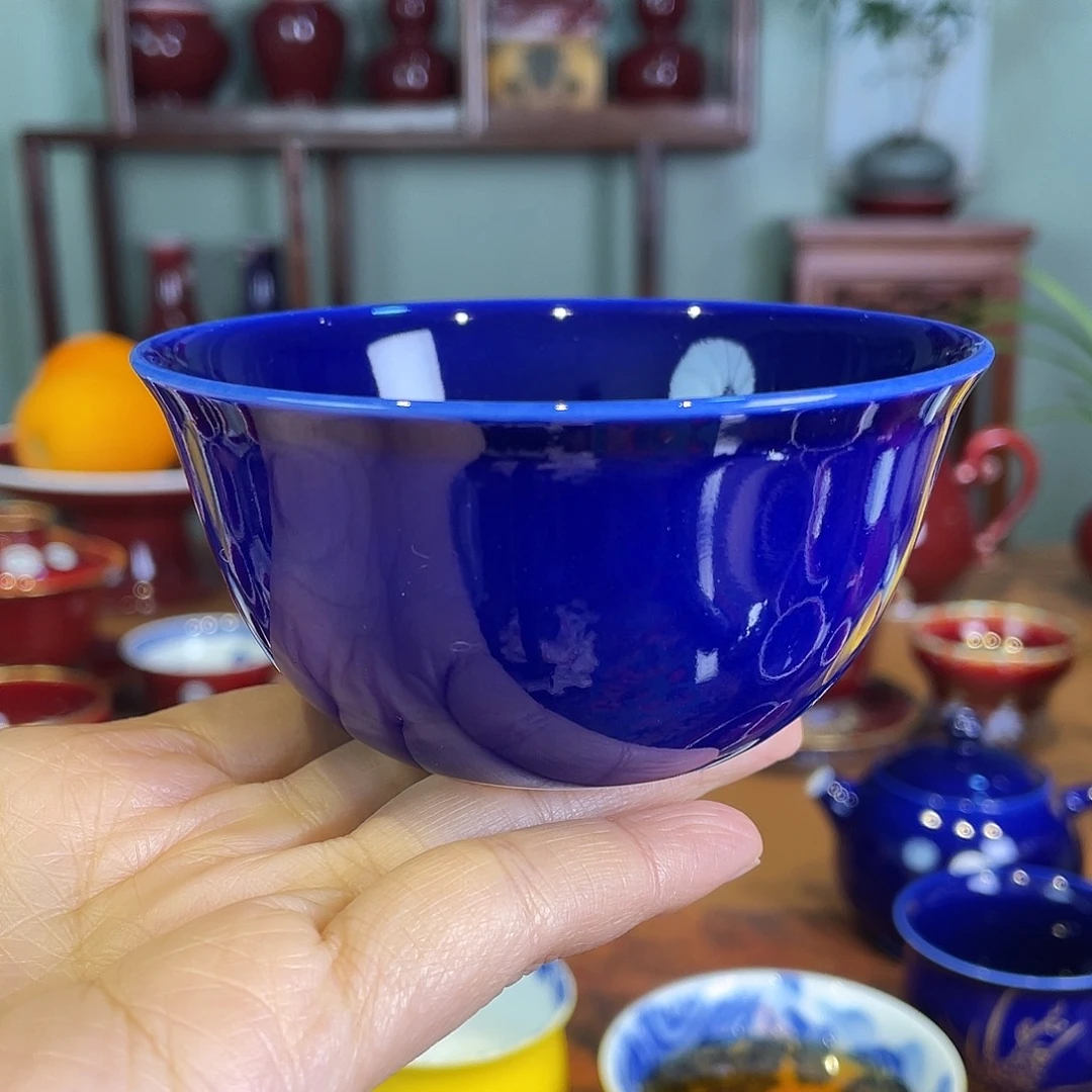 清欢雅玩原矿霁蓝杯