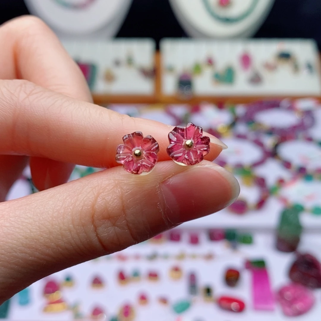 碧玺耳饰18K金镶嵌碧玺耳饰yy