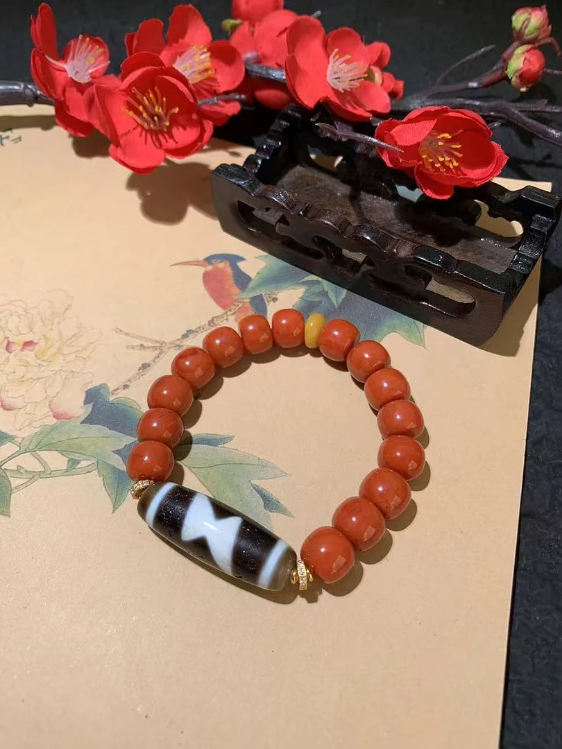 （上肯五闪）直切南红玛瑙手串F1226