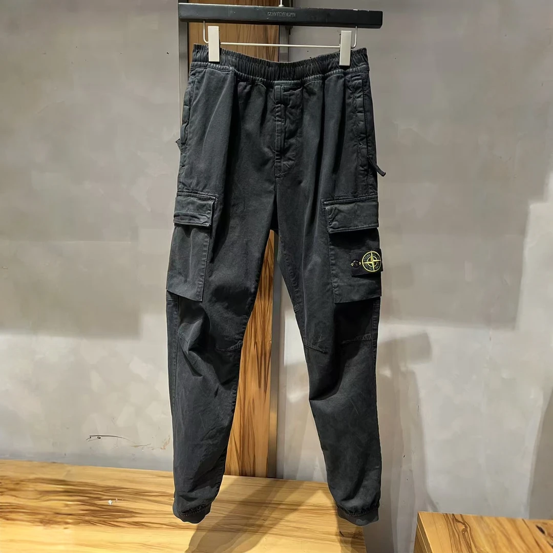 未使用 STONE ISLAND 石头岛休闲束脚复古水洗做旧黑色工装裤