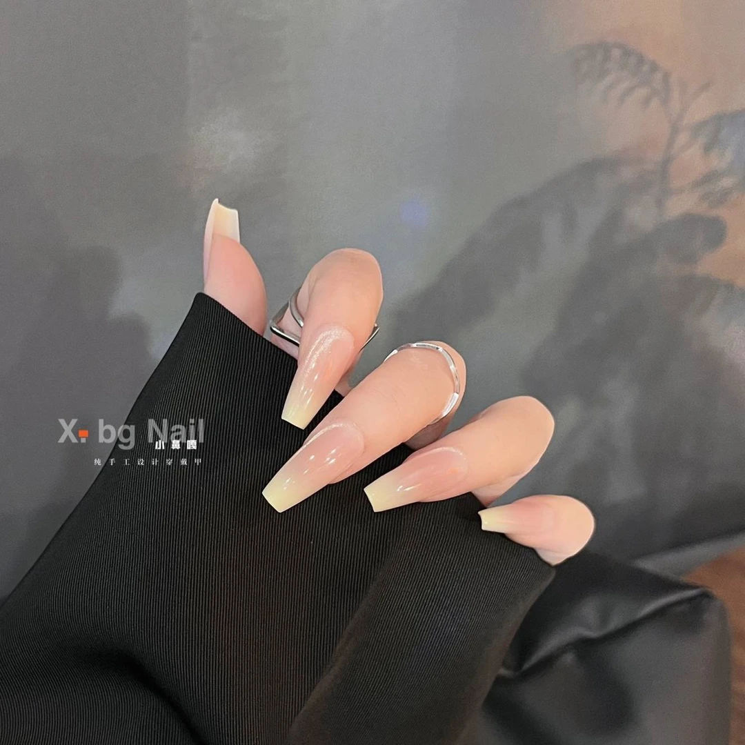 【落日奶霜】X_bg Nail小鼻嘎清冷夏日温柔渐变穿戴甲多甲型可选