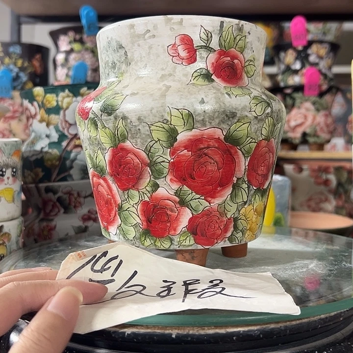 满38包邮 景德镇手绘花盆