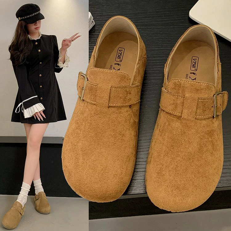 复古平底勃肯鞋女2025年秋季新款一脚蹬单鞋软底防滑全包博肯单鞋
