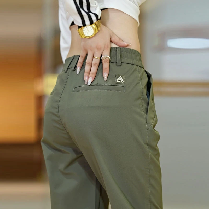 2025秋季新款高端商务休闲裤男士修身直筒弹力百搭休闲军绿色长裤