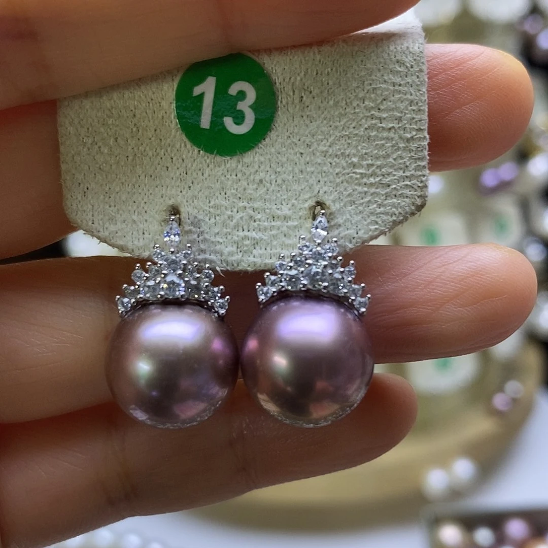 银S925镶嵌淡水珍珠耳饰