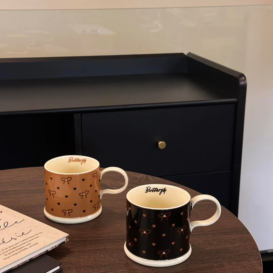 肆月平文马克杯陶瓷杯家用喝水杯冲泡杯咖啡杯高级感小众水杯漂亮