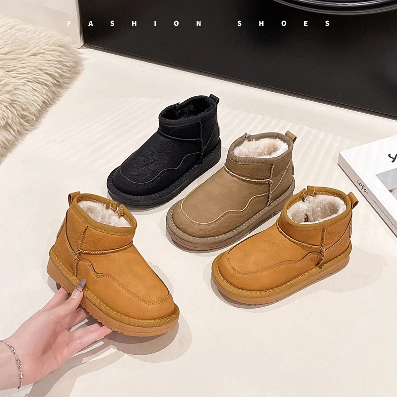 儿童防水雪地靴2025年冬季新款女童宝宝软底小童短靴男童保暖棉靴