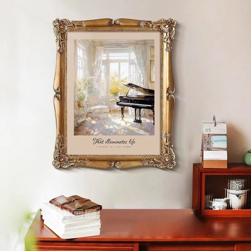 法式复古小众艺术客厅装饰画欧式雕花风格适用于卧室玄关