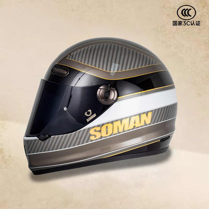 复古摩托车头盔男全盔街车骑行巡航女机车四季全覆式3C认证