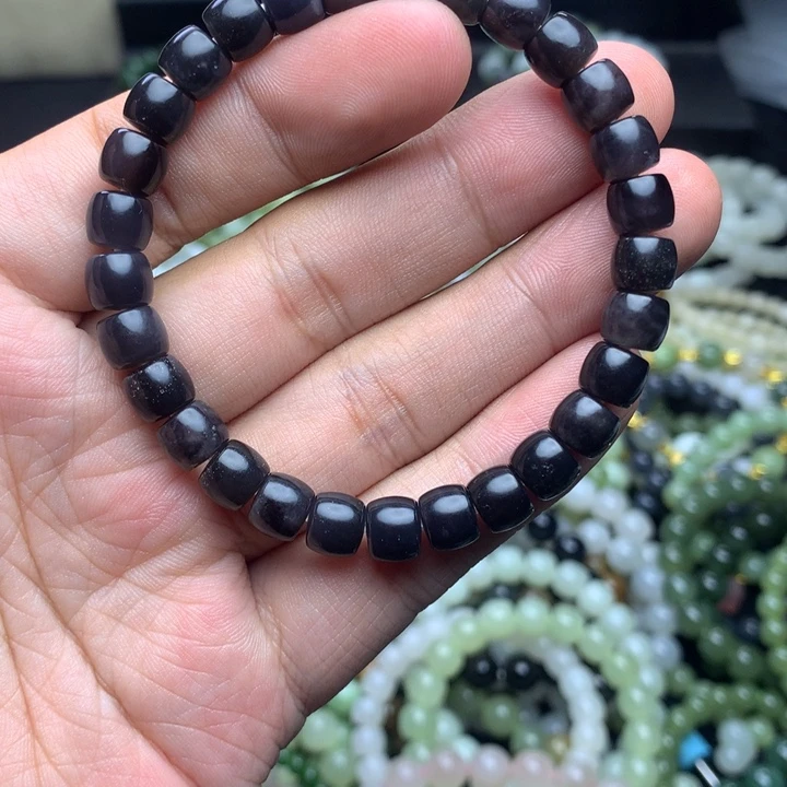 和田玉未镶嵌手串帝王紫 有鱼籽棉 介意的拍