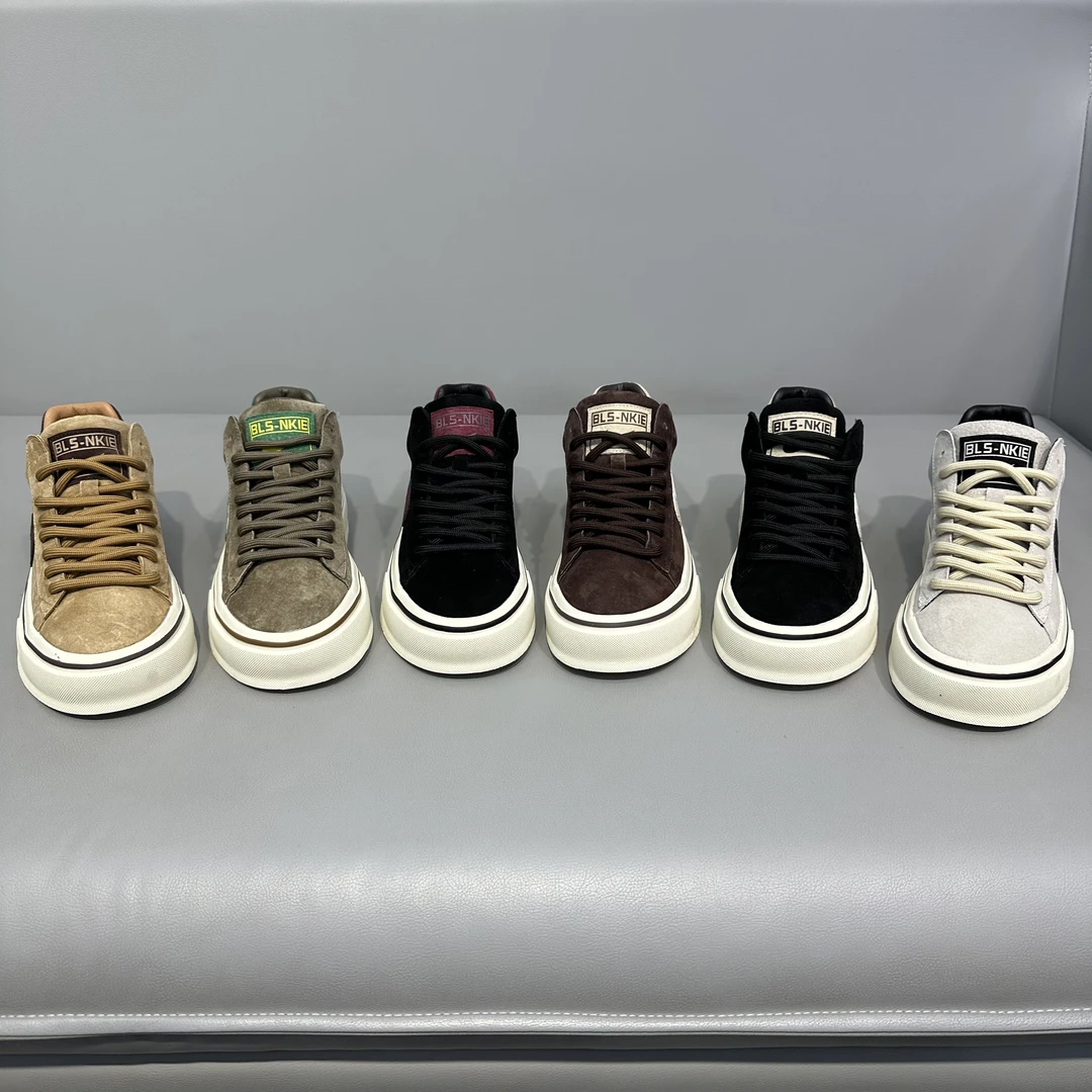 2025春秋低帮休闲百搭板鞋搭配男款设计磨砂皮拼接系带潮鞋搭配款