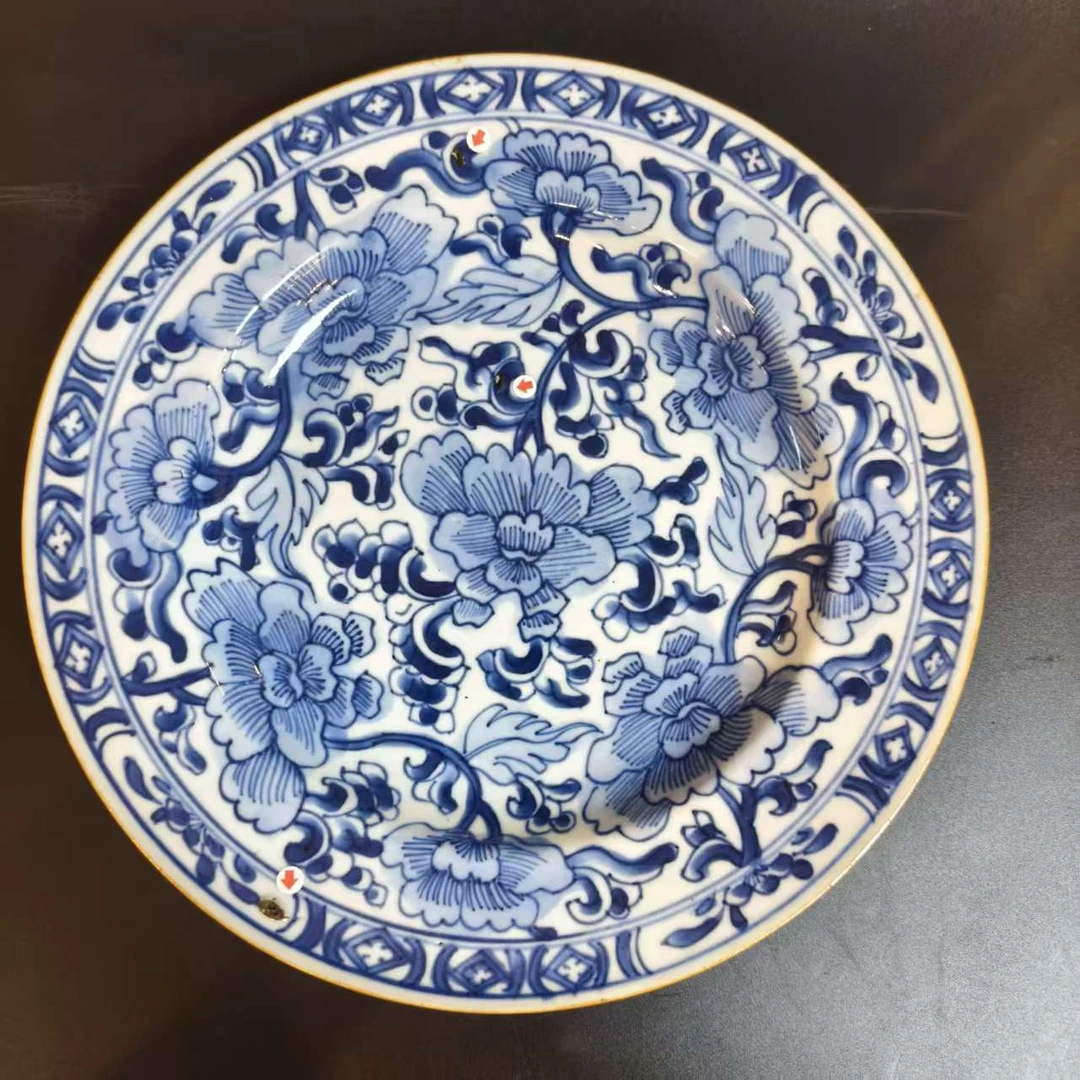 DS313 清康熙青花花卉赏盘 直径22cm