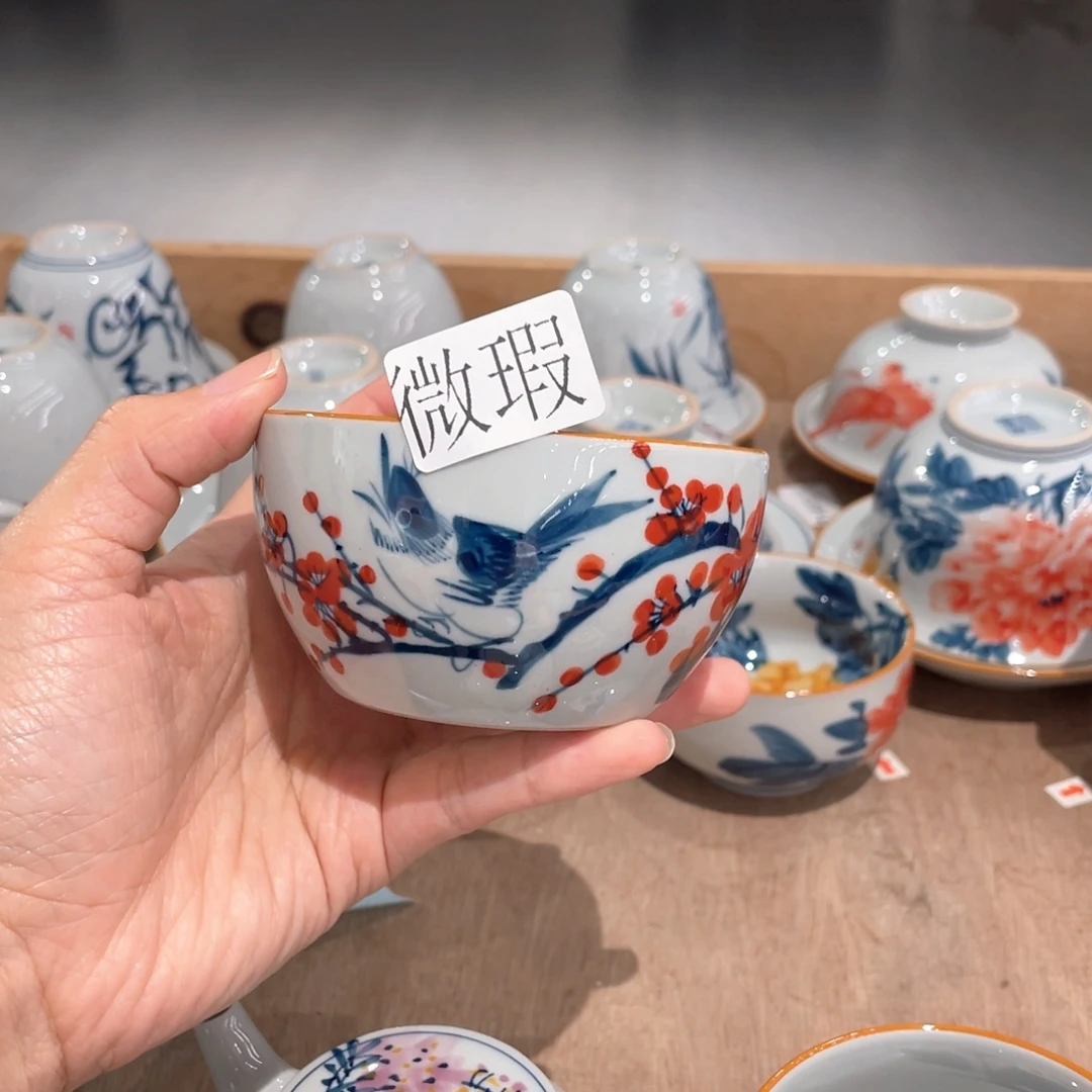釉下手绘茶具微瑕