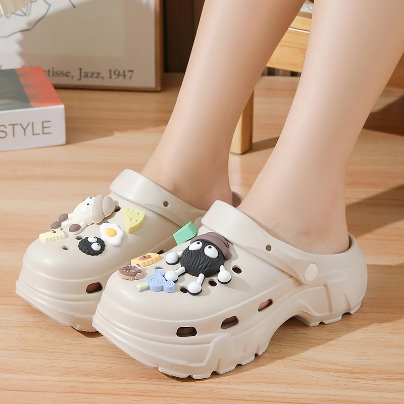 2025新款洞洞鞋女士夏季厚底外穿沙滩凉鞋踩屎感防滑户外拖鞋休闲