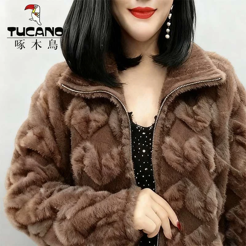 TUCANO/啄木鳥妈妈秋冬装外套中年妇女开衫中老年洋气短款大衣潮